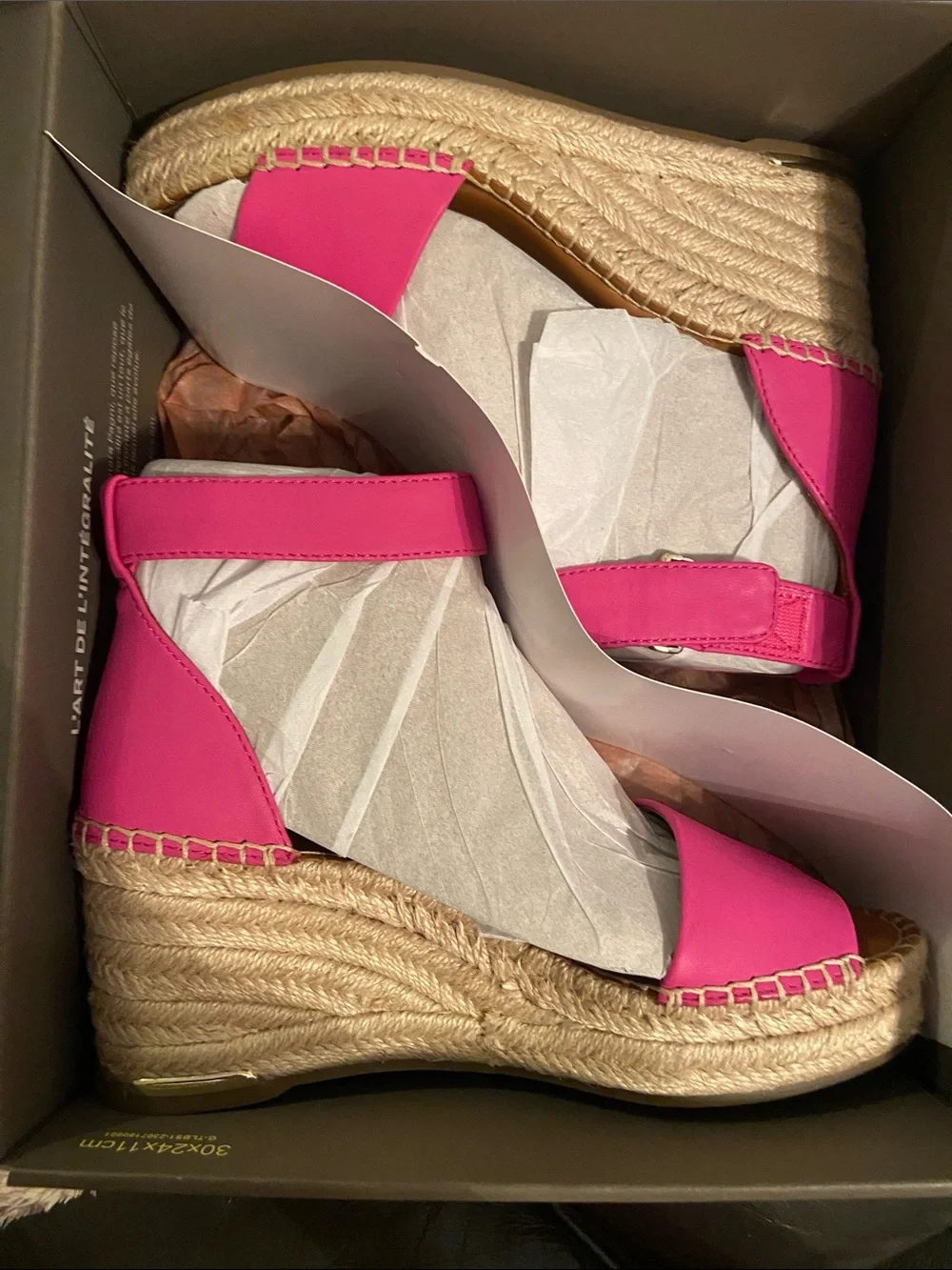 Franco Sarto Hot Pink Jute Espadrille Wedge Sandals